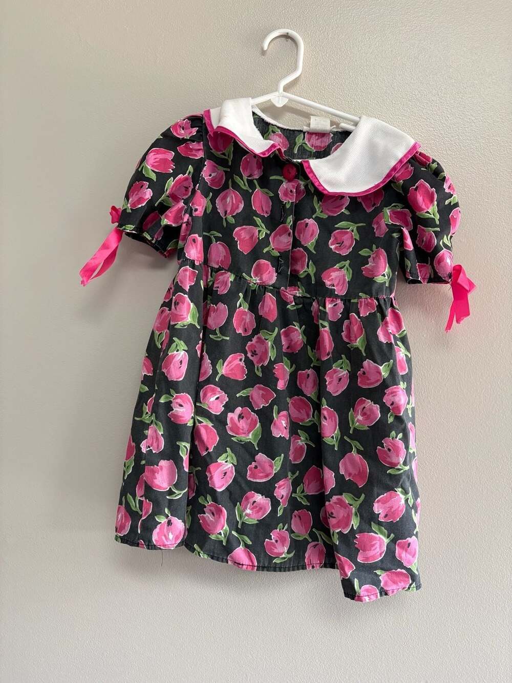 Vintage Lovey Bear Floral Peter Pan Collar Dress